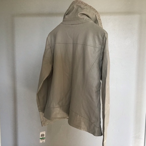NWT Faux Leather Off White Jacket - Picture 2 of 6